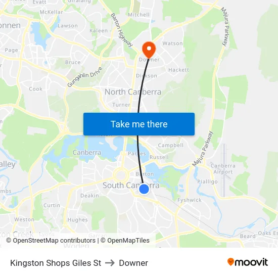 Kingston Shops Giles St to Downer map