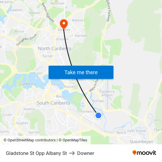 Gladstone St Opp Albany St to Downer map