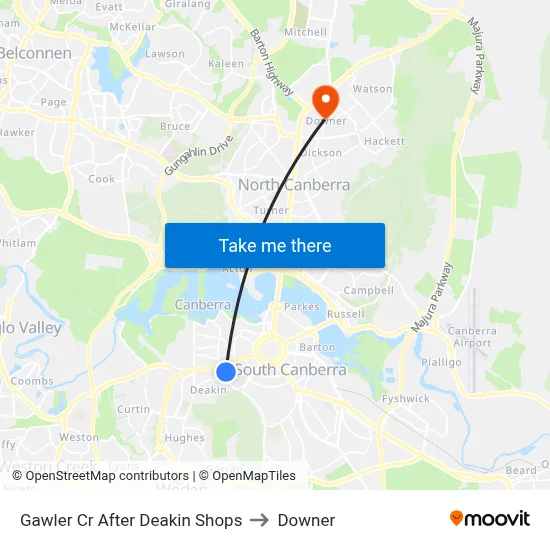 Gawler Cr After Deakin Shops to Downer map