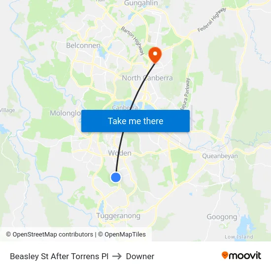 Beasley St After Torrens Pl to Downer map