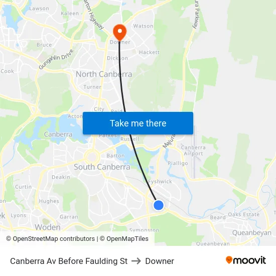Canberra Av Before Faulding St to Downer map