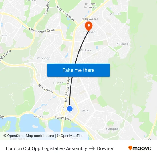 London Cct Opp Legislative Assembly to Downer map