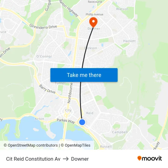 Cit Reid Constitution Av to Downer map
