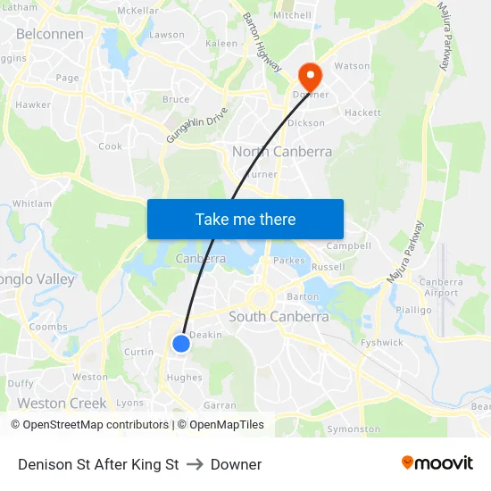 Denison St After King St to Downer map