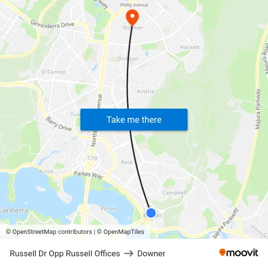 Russell Dr Opp Russell Offices to Downer map