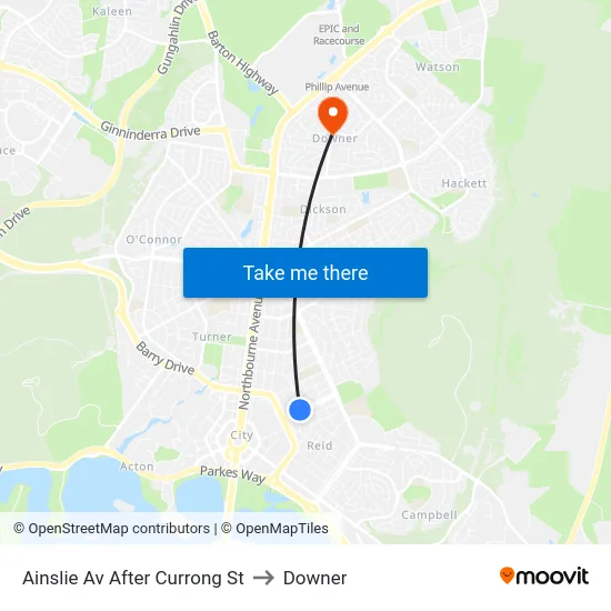 Ainslie Av After Currong St to Downer map