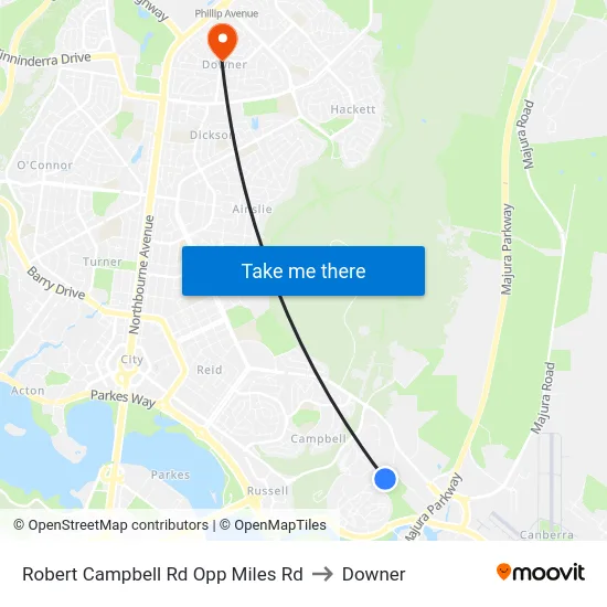 Robert Campbell Rd Opp Miles Rd to Downer map