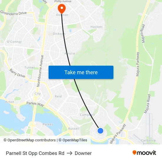 Parnell St Opp Combes Rd to Downer map