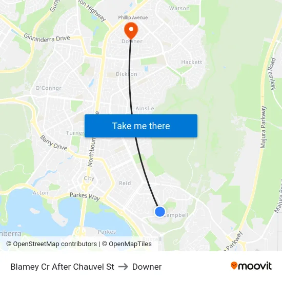 Blamey Cr After Chauvel St to Downer map