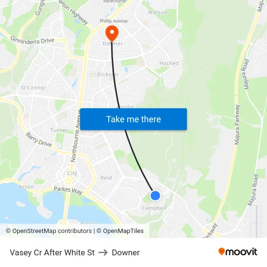 Vasey Cr After White St to Downer map