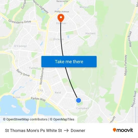 St Thomas More's Ps White St to Downer map