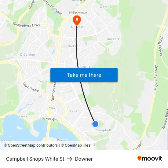 Campbell Shops White St to Downer map