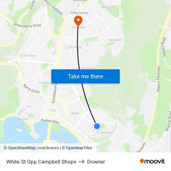 White St Opp Campbell Shops to Downer map