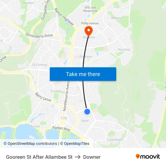 Gooreen St After Allambee St to Downer map