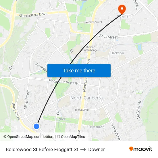 Boldrewood St Before Froggatt St to Downer map