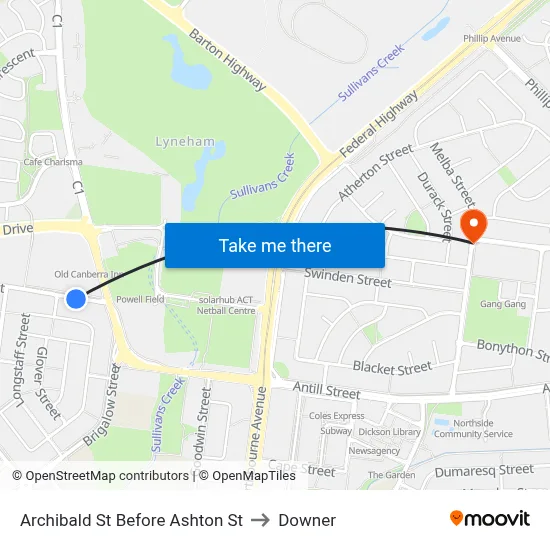 Archibald St Before Ashton St to Downer map
