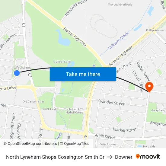North Lyneham Shops Cossington Smith Cr to Downer map