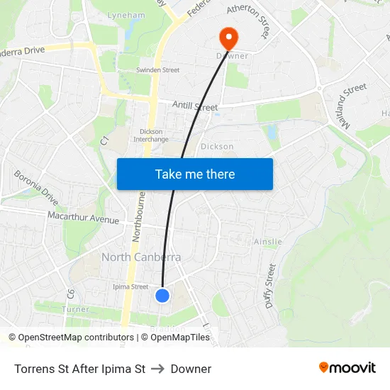 Torrens St After Ipima St to Downer map