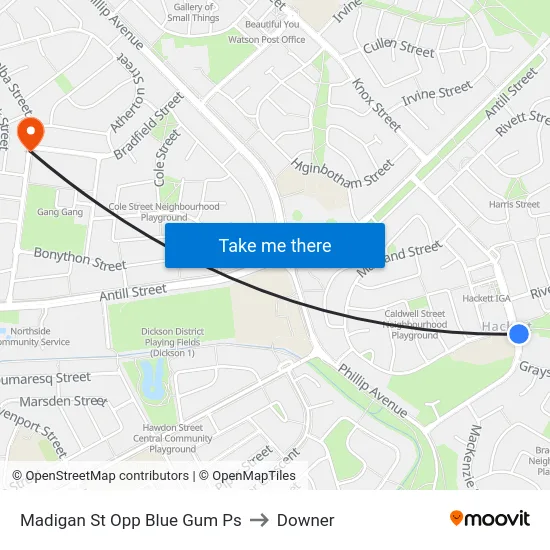 Madigan St Opp Blue Gum Ps to Downer map