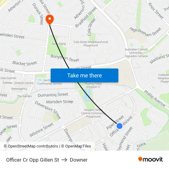 Officer Cr Opp Gillen St to Downer map