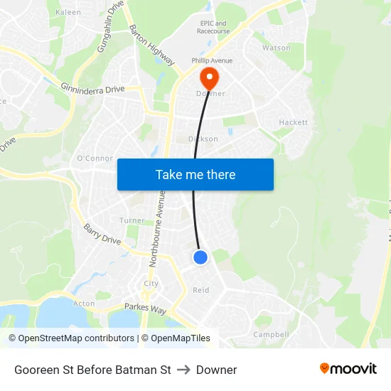Gooreen St Before Batman St to Downer map