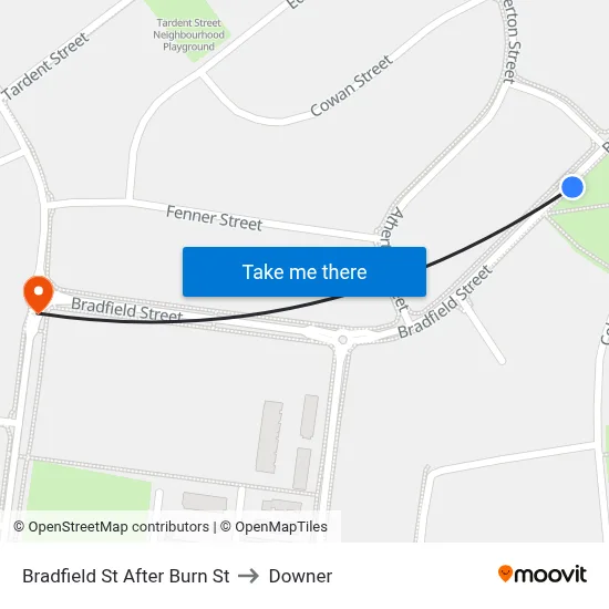 Bradfield St After Burn St to Downer map