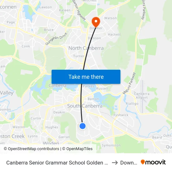 Canberra Senior Grammar School Golden Gr to Downer map