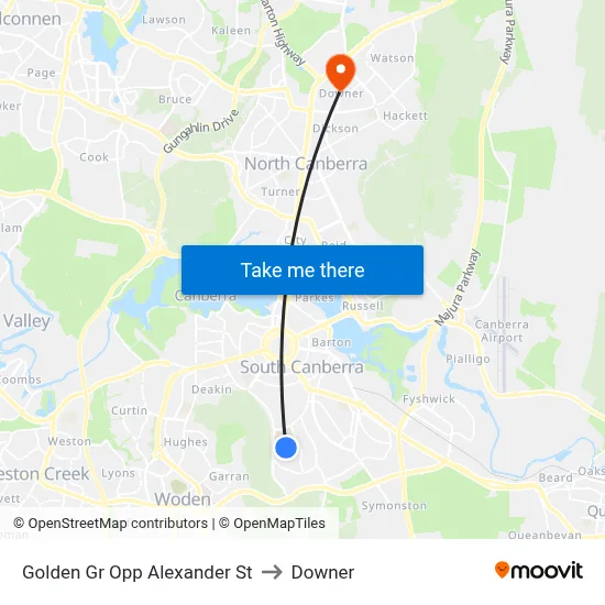 Golden Gr Opp Alexander St to Downer map