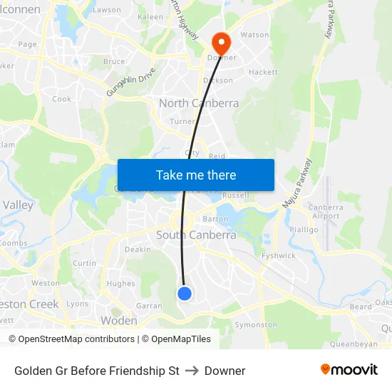 Golden Gr Before Friendship St to Downer map