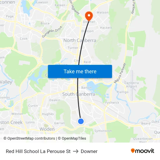 Red Hill School La Perouse St to Downer map