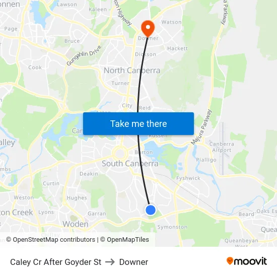 Caley Cr After Goyder St to Downer map