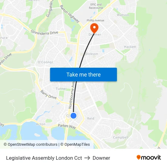 Legislative Assembly London Cct to Downer map