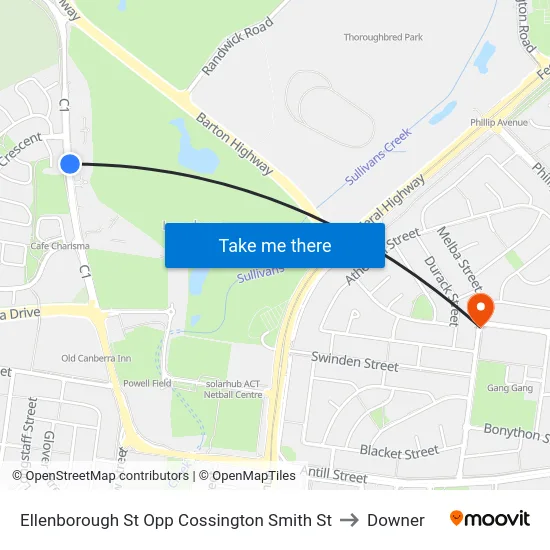 Ellenborough St Opp Cossington Smith St to Downer map