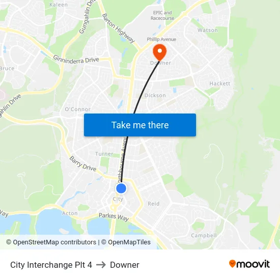City Interchange Plt 4 to Downer map