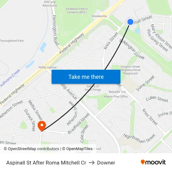 Aspinall St After Roma Mitchell Cr to Downer map