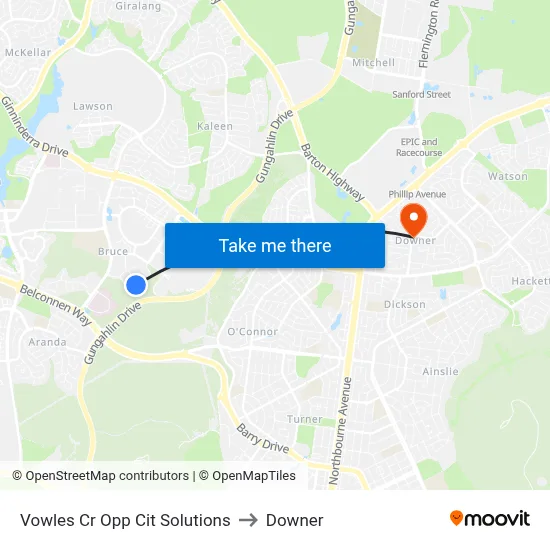 Vowles Cr Opp Cit Solutions to Downer map