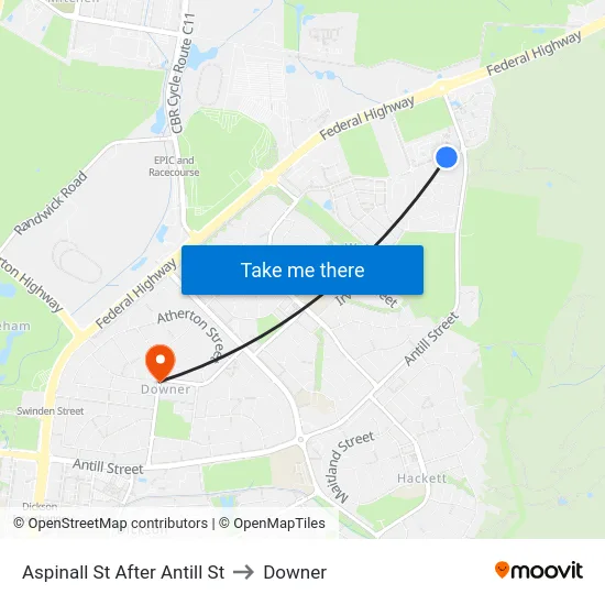 Aspinall St After Antill St to Downer map