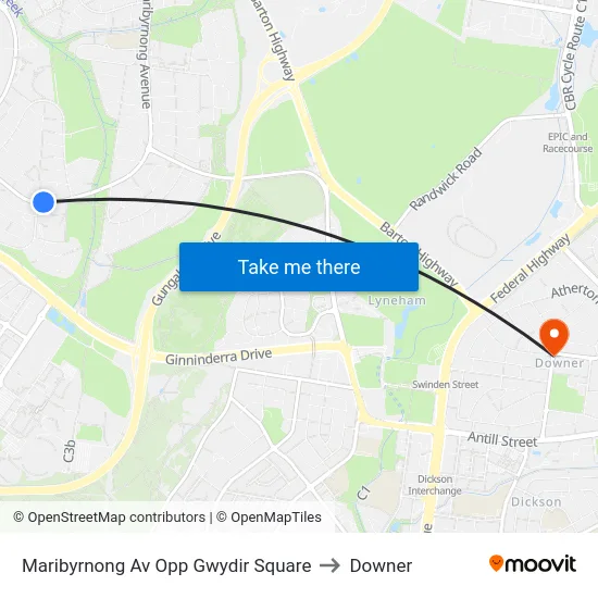 Maribyrnong Av Opp Gwydir Square to Downer map
