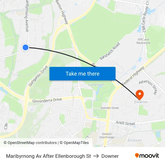 Maribyrnong Av After Ellenborough St to Downer map