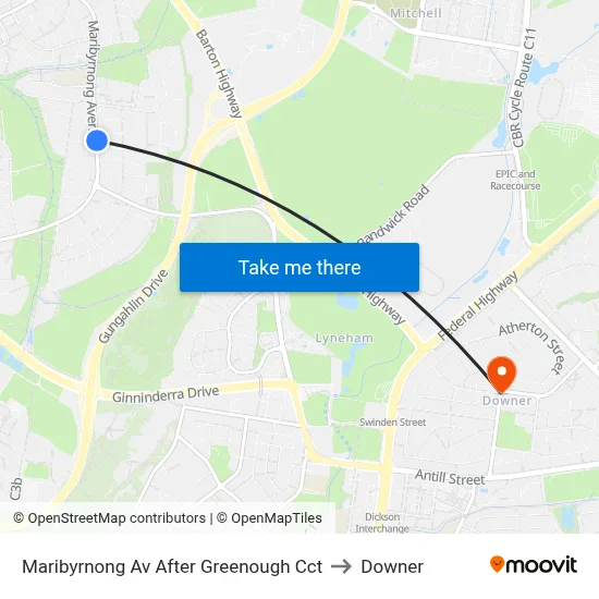 Maribyrnong Av After Greenough Cct to Downer map
