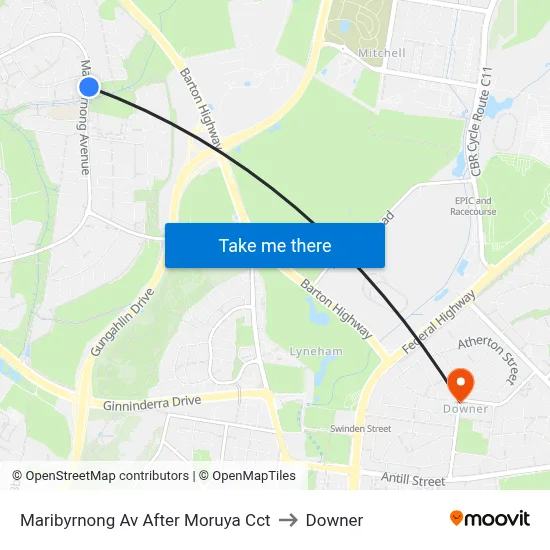 Maribyrnong Av After Moruya Cct to Downer map