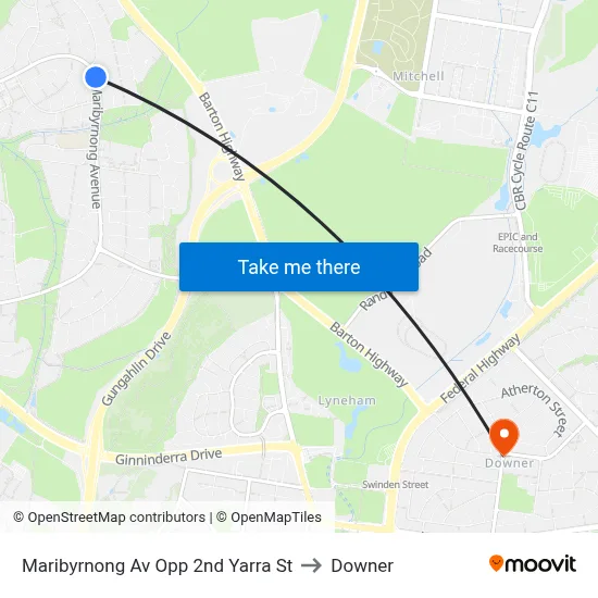 Maribyrnong Av Opp 2nd Yarra St to Downer map