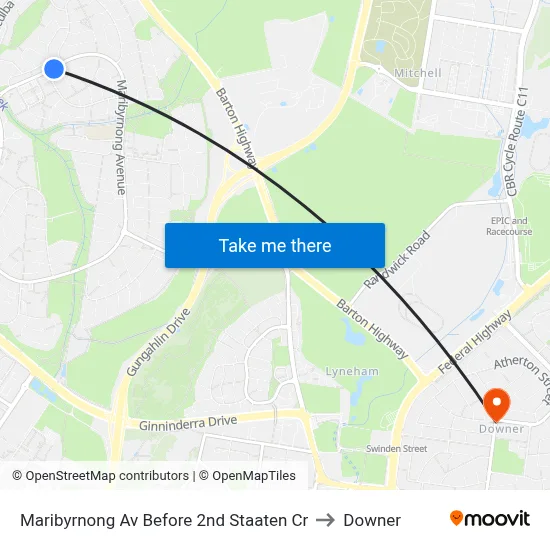 Maribyrnong Av Before 2nd Staaten Cr to Downer map