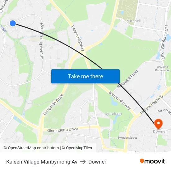 Kaleen Village Maribyrnong Av to Downer map