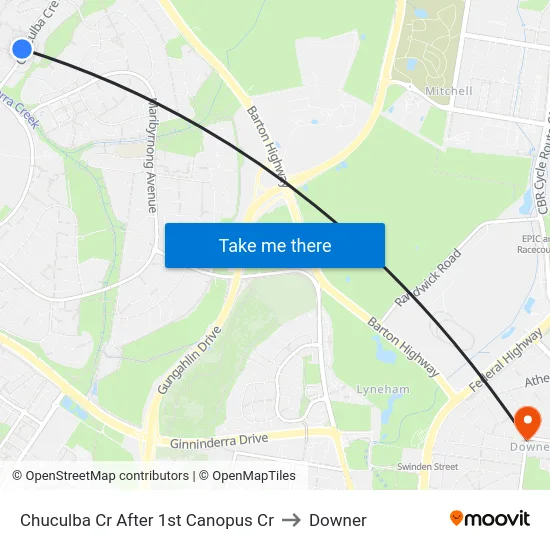 Chuculba Cr After 1st Canopus Cr to Downer map