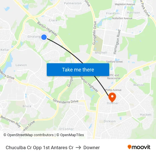 Chuculba Cr Opp 1st Antares Cr to Downer map