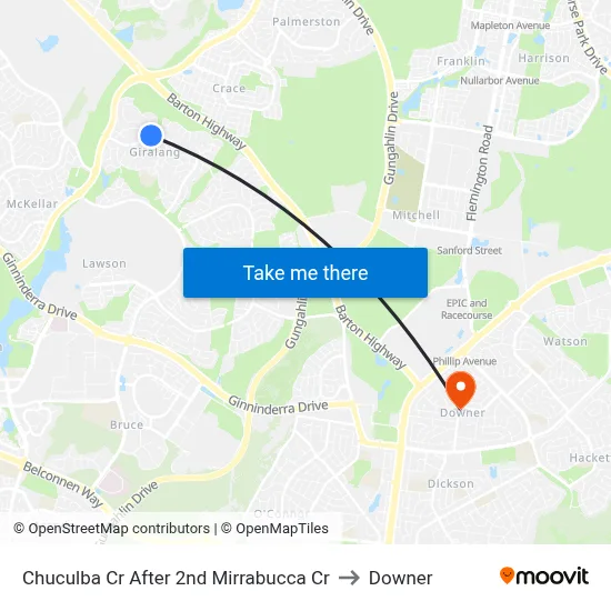 Chuculba Cr After 2nd Mirrabucca Cr to Downer map