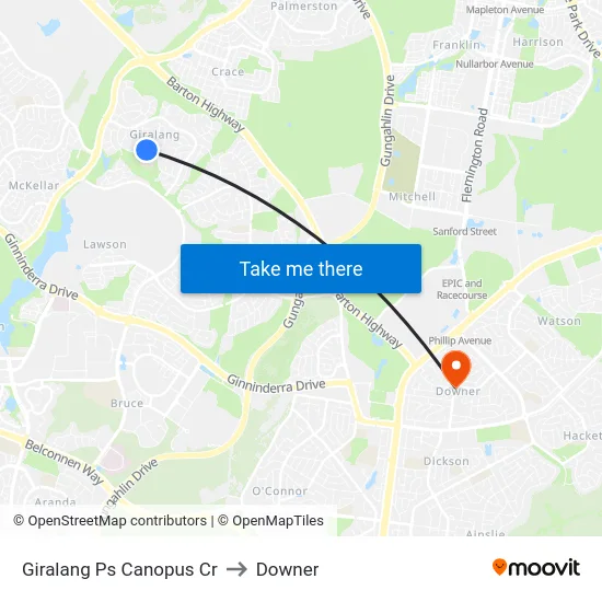 Giralang Ps Canopus Cr to Downer map