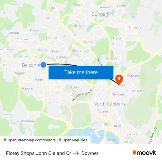 Florey Shops John Cleland Cr to Downer map