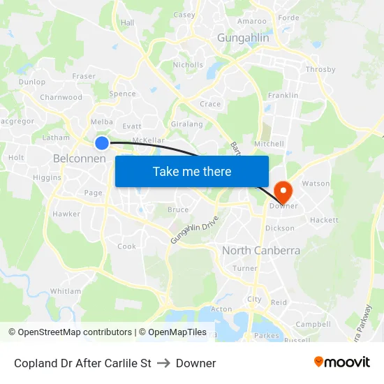 Copland Dr After Carlile St to Downer map